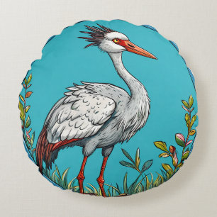 Blume des Krans Bird Amid Blooming Rundes Kissen