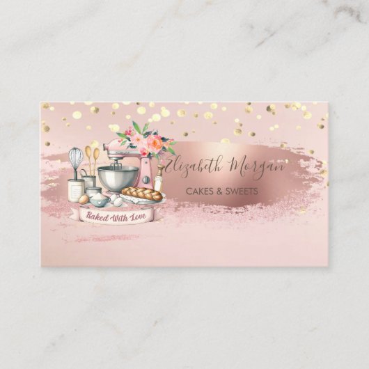 Blume des Kuchenmischers, Konfetti, Pinselstriche Visitenkarte (Vorderseite)