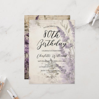 Blume des Lavendels Frauen 80. Geburtstag Einladung