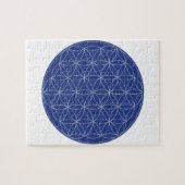 Blume des Leben-Blau-Silbers Puzzle (Horizontal)