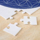 Blume des Leben-Blau-Silbers Puzzle (Seite)