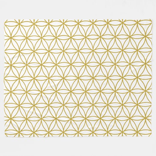 Blume des Leben-Muster-Goldes Fleecedecke (Vorderseite (Horizontal))
