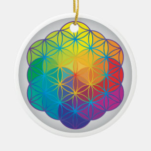 Blume des Leben-Regenbogens färbt Harmonie-Energi Keramikornament
