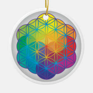 Blume des Leben-Regenbogens färbt Harmonie-Energie Keramikornament