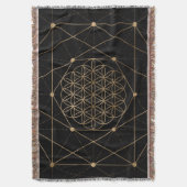 Blume des Leben-Schwarzen und des Goldes Decke (Vorderseite Vertikal)