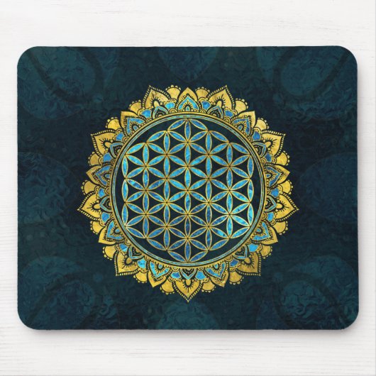 Blume des Lebengoldes ein blaues Mousepad (Vorne)