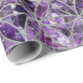 Blume des Lebenmusters - Amethyst und Silber Geschenkpapier (Rolleneckpunkt)