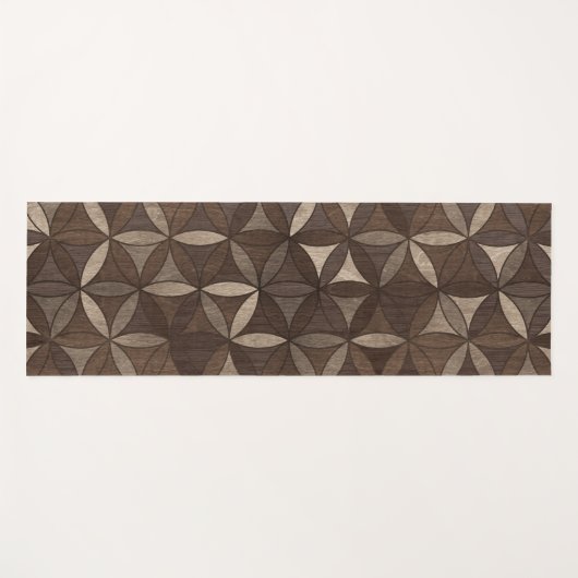 Blume des Lebenmusters - hölzerne Beschaffenheit Yogamatte (Vorderseite (Horizontal))