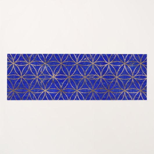 Blume des Lebenmusters - Lapis Lazuli und Gold Yogamatte (Vorderseite (Horizontal))