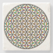 Blume des Lebenregenbogenstein-Untersetzer Steinuntersetzer (Vorderseite)