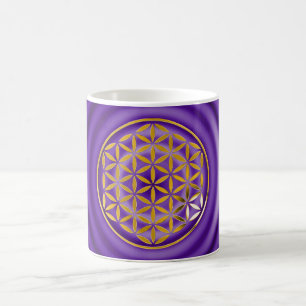 Blume des Lebens 1 - Gold-Briefmarke   violetter P Kaffeetasse