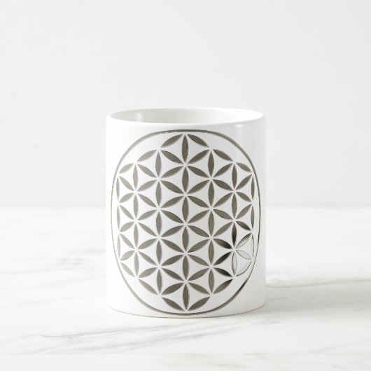 Blume des Lebens 1 - Silberne Briefmarke Kaffeetasse (Mittel)