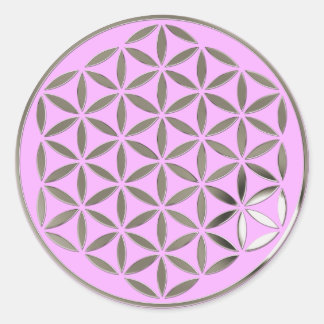 Blume des Lebens 1 - Silberne Briefmarke | Lightpi Runder Aufkleber