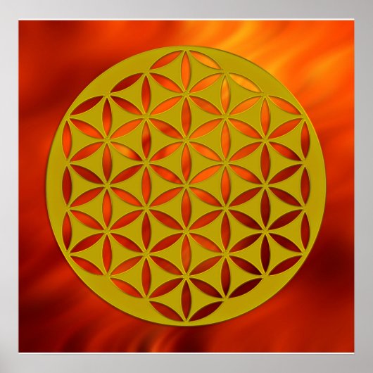 Blume des Lebens 2 - goldgelocht Poster (Vorne)