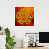 Blume des Lebens 2 - goldgelocht Poster (Heimbüro)