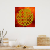 Blume des Lebens 2 - goldgelocht Poster (Küche)