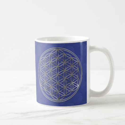 Blume des Lebens | 2x | Blaues Muster Kaffeetasse (Rechts)