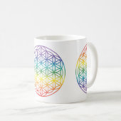Blume des Lebens 7 Chakras Rainbow Kaffeetasse (VorderseiteRechts)