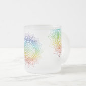 Blume des Lebens - 7 Chakras - Regenbogen Mattglastasse (VorderseiteRechts)