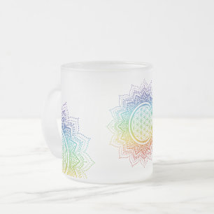 Blume des Lebens - 7 Chakras - Regenbogen Mattglastasse
