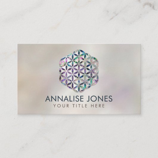 Blume des Lebens Abalone Muschel auf Perle Visitenkarte (Vorderseite)