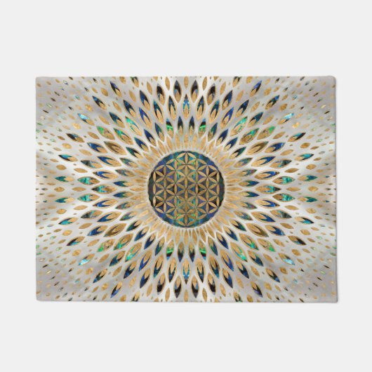 Blume des Lebens - Alleinstehende Muschel und Perl Fußmatte (Vorderseite)