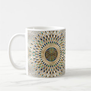 Blume des Lebens - Alleinstehende Muschel und Perl Kaffeetasse