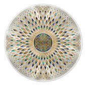 Blume des Lebens - Alleinstehende Muschel und Perl Keramikknauf (Vorderseite)