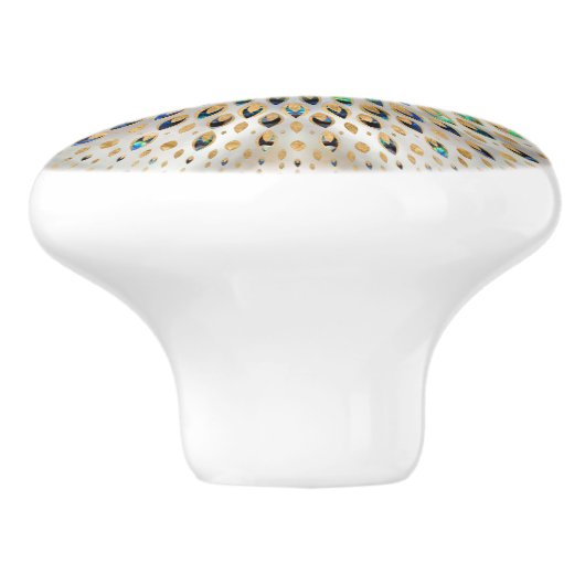 Blume des Lebens - Alleinstehende Muschel und Perl Keramikknauf (Seitenansicht)