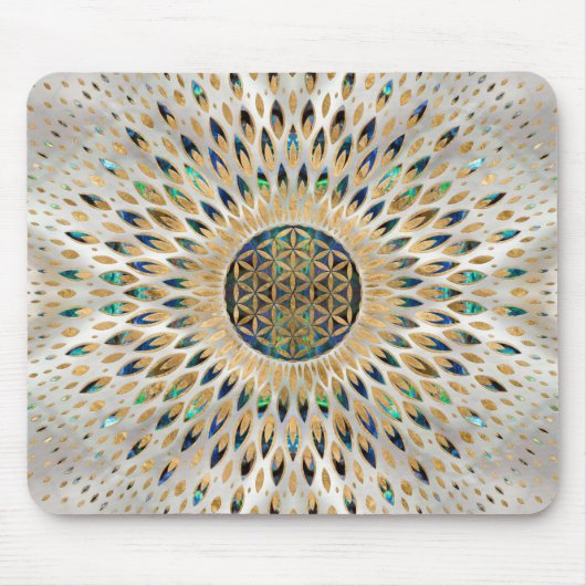 Blume des Lebens - Alleinstehende Muschel und Perl Mousepad (Vorne)