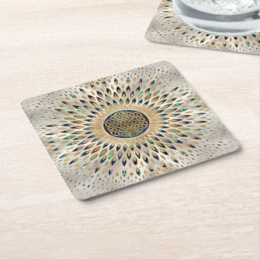 Blume des Lebens - Alleinstehende Muschel und Perl Rechteckiger Pappuntersetzer (angewinkelt)