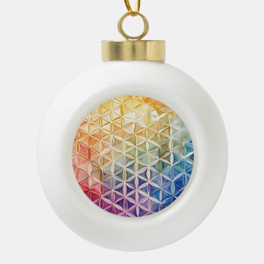 Blume des Lebens - Aquarellmalerei Keramik Kugel-Ornament (Vorderseite)