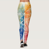 Blume des Lebens - Aquarellmalerei Leggings (Rückseite)