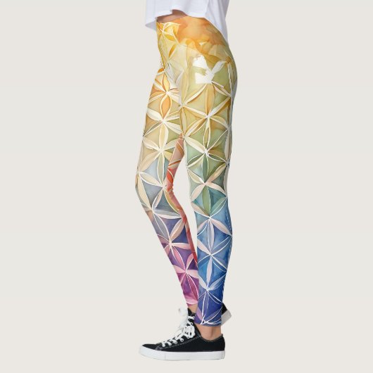 Blume des Lebens - Aquarellmalerei Leggings (Links)