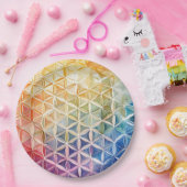 Blume des Lebens - Aquarellmalerei Pappteller (Party)