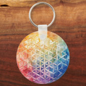 Blume des Lebens - Aquarellmalerei Schlüsselanhänger (Rückseite)