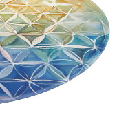 Blume des Lebens - Aquarellmalerei Schneidebrett (Ecke)