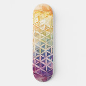 Blume des Lebens - Aquarellmalerei Skateboard (Vorderseite)