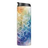 Blume des Lebens - Aquarellmalerei Thermosbecher (Nach rechts gedreht)