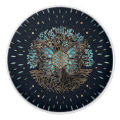 Blume des Lebens - Baum des Lebens - Schmetterling Keramikknauf (Vorderseite)