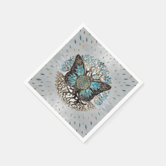 Blume des Lebens - Baum des Lebens - Schmetterling Serviette (Ecke)