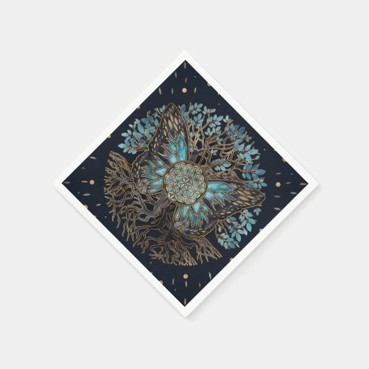 Blume des Lebens - Baum des Lebens - Schmetterling Serviette (Ecke)