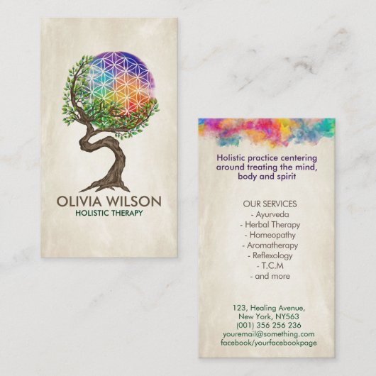 Blume des Lebens - Baum des Lebens Visitenkarte (Vorne/Hinten)