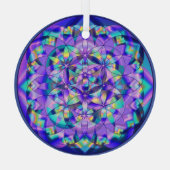 Blume des Lebens blau~ Ornament Aus Glas (Rückseite)