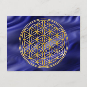 Blume des Lebens   Blau Postkarte