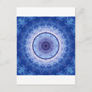 Blume des Lebens blau Postkarte