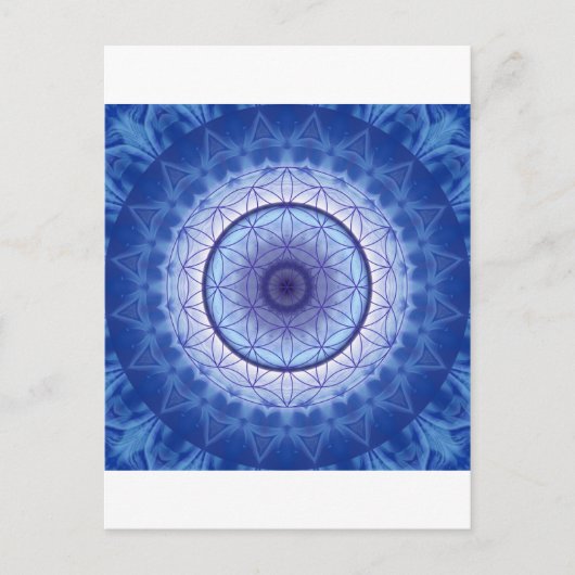 Blume des Lebens blau Postkarte (Vorderseite)