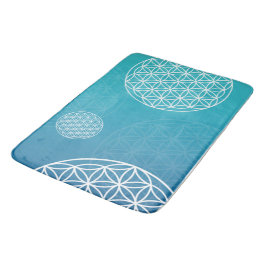 Blume des Lebens blau / türkis Badematte