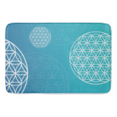 Blume des Lebens blau / türkis Badematte (Vorderseite)