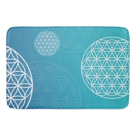 Blume des Lebens blau / türkis Badematte (Vorderseite)